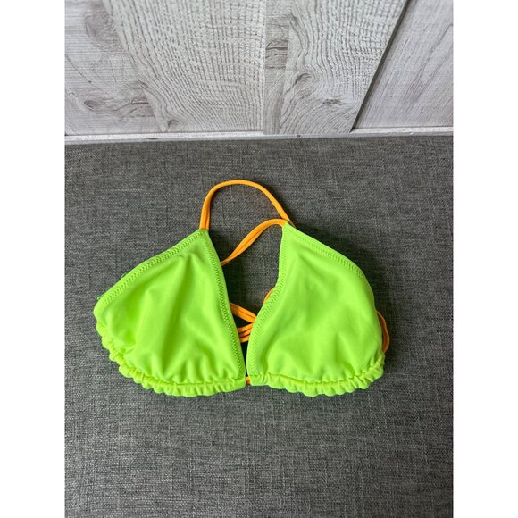 Reversible Bikini Top Womens XS Wild Fable Bright Green & Teal With Orange Ties - Picture 2 of 6